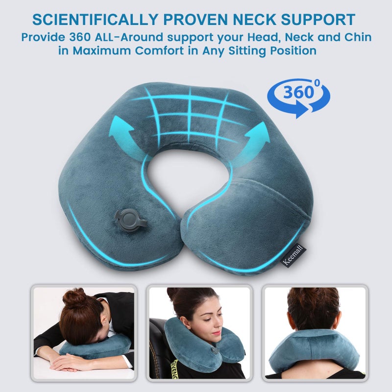 Keemall Inflatable Travel Neck Pillow for Airplane Train Car Washable Pillowcase U Shaped Office Napping Pillow - Image 4